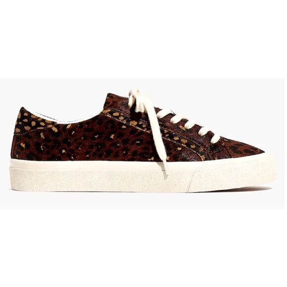 Sidewalk Low-Top Sneakers in Painted Leopard Colorblock Calf Hair Size 7 - Picture 4 of 9